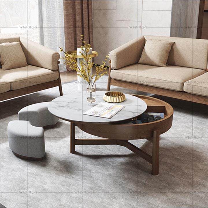 Mẫu bàn sofa đẹp mặt đá khung gỗ tự nhiên sang trọng M8-4284 - ảnh 1